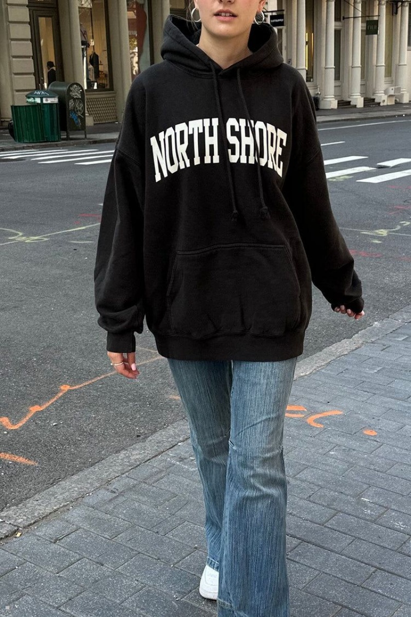Sweat a Capuche Brandy Melville Christy North Shore Noir | SST-59355144